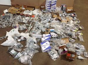 lot 41 image: Lot of assorted Door knobs hardware  and pulls see pictures