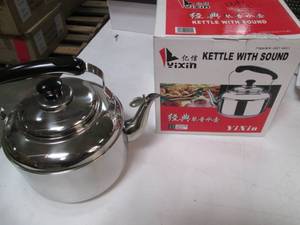 lot 153 image: 4L Stainless Whistling Tea Kettle...