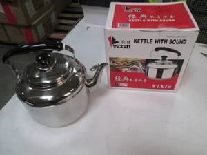 lot 158 image: 4L Stainless Whistling Tea Kettle...