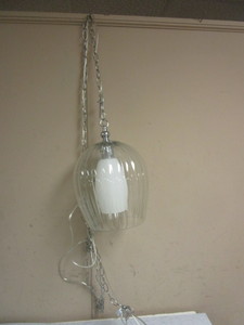 lot 824 image: HANGING LAMP, W GLASS SHADE