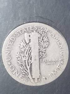 1921-D MERCURY DIME GOOD