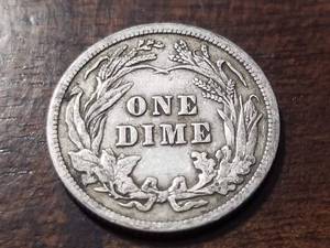 1909 BARBER SILVER DIME XF