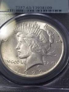 1922 PEACE SILVER DOLLAR MS63 PCGS