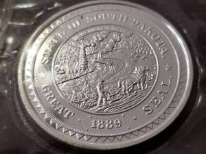 1 TROY OZ. .999 FINE SILVER SOUTH DAKOTA 1889-1989 SEALED