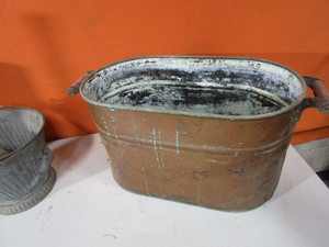 lot 187 image: Vintage Copper Boiler, Wash Bucket, Coal Bucket & Scoops