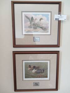 lot 55 image: Beautiful Collectible 50th Year Edition & Arizona States Stamp and Print Custom Framed Fowl Prints (Valued $500)