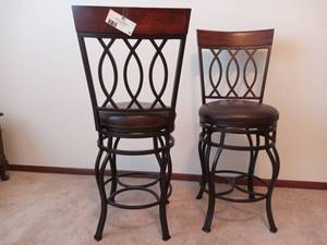 lot 43 image: 2 16 x 42 Wood Metal & Counter Stools