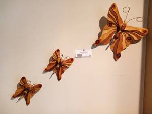lot 65 image: Wooden Hand Carved Butterflies