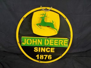 lot 23 image: New Recycled Metal John Deere Tractor Sign
