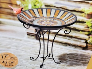 lot 29 image: New Mosaic Tile 24.5 inch Bird Bath