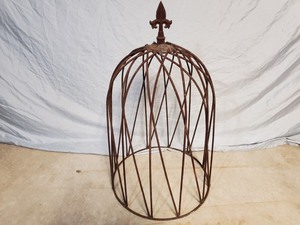 lot 12A image: Wrought Iron Dome w Finial Garden Decor  Vine Trellis