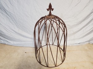 lot 40A image: Wrought Iron Dome w Finial Garden Decor  Vine Trellis