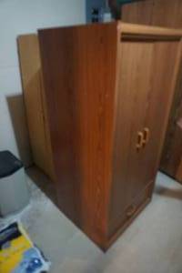 lot 21 image: 2 Door Wood Storage Hutch With Clothes Hanging Rod