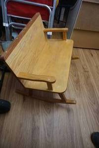 lot 34 image: Wood Childrens Rocking Bench Seats 2
