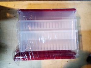 lot 11 image: Ribbon Storage Box in Red (3-Pack) by IRIS