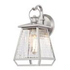lot 3 image: Aurelie 1-Light Nickel Luster Outdoor Wall Lantern Sconce by Westinghouse