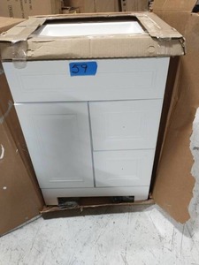 lot 59 image: HOME DECORATORS Sedgewood 24-12 in. W Bath Vanity in White with Solid Surface Technology Vanity Top in Arctic with White Sink