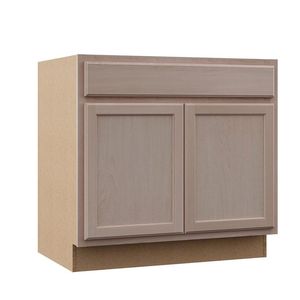 lot 5 image: HAMPTON BAY Hampton Assembled 36x34.5x24 in. Sink Base Kitchen Cabinet in Unfinished Beech