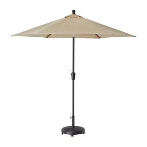 lot 16 image: HAMPTON BAY 9 ft. Aluminum Market Crank and Tilt Patio Umbrella in Riverbed Taupe