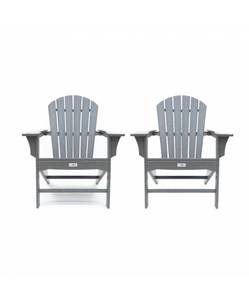 lot 44 image: Hampton Gray Poly Outdoor Patio Plastic Adirondack Chair (2-Pack)