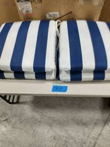 lot 70 image: 2 20 in. x 19 in. x 3.5 in. Navy Cabana Square Outdoor Seat Cushion (2 Pack)