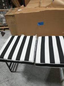 lot 76 image: Black Cabana Stripe Square Outdoor Seat Cushion