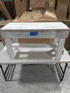 lot 82 image: Reclaimed Barnwood White Bench