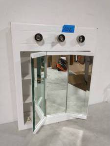 lot 126 image: design house Concord 30 in. x 30 in. 4-Light Tri-View Surface-Mount Medicine Cabinet in White Gloss