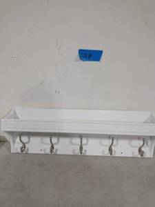 lot 128 image: FRANKLIN BRASS Classic Arch 28 in. White and Satin Nickel Trayed Hook Rack