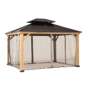 lot 119 image: SUNJOY Universal Curtains and Mosquito Netting for 11 ft. x 13 ft. Wood Gazebos