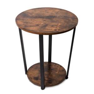 lot 121 image: good and gracious Industrial Rustic Brown Round Side Table with Sturdy Metal Frame