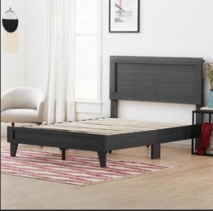 lot 1 image: Leah Burnt Driftwood Classic Wood King Platform Bed