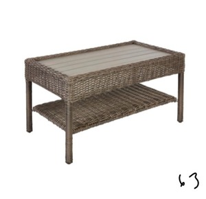 lot 63 image: Hampton bay Cambridge Gray Wicker Outdoor Coffee Table