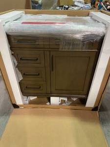 lot 3 image: Sonoma 36 in. W x 22 in. D Bath Vanity in Almond Latte with Carrara Marble Vanity Top in White with White Basin by Home Decorators Collection Customer Returns See Pictures