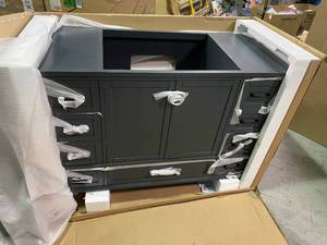 lot 5 image: Merryfield 48 in. W x 21-12 in. D Bathroom Vanity Cabinet Only in Dark Blue-Gray by Home Decorators Collection Customer Returns See Pictures