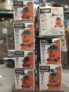 lot 13 image: Lot of 16 Ridgid Shop Vacs WetDry Not checked Customer Re turns See Pictures