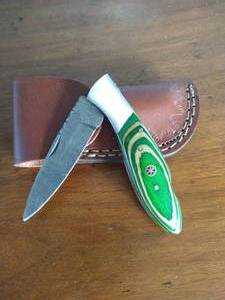 lot 12 image: Damascus Steel Lock Blade Folding Knife