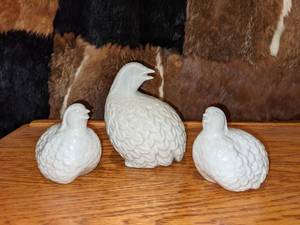 lot 139 image: Set of 3 White Porcelain QuailPartridge Figures