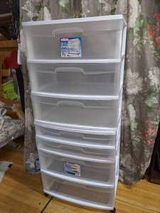 lot 26 image: 2 Sterilite Storage Chests, 1 wWheels