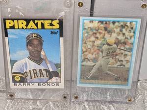 lot 8 image: 1986 Barry Bonds SportFlics Holographic Rookie Card #13 & Topps 1987 11T Card