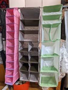 lot 112 image: 3 Hanging Shoe Storage Bags