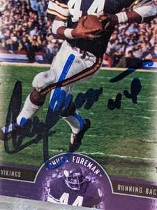 lot 12 image: 2005 Upper Deck Signed Chuck Foreman MN Vikings Card 28