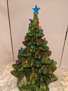 lot 76 image: 2 Vintage Lighted Ceramic Christmas Trees