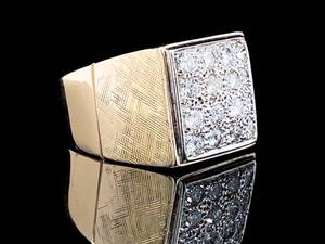 Mens 2.00 Carat Diamond Square Signet Ring in 18k Yellow Gold $4,199 Retail VIDEO