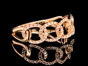 Brand New, Elegant 14 Carat Diamond Link Style Ring in 14k Rose Gold $1000 Retail VIDEO