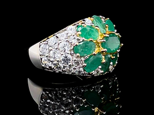 1.5 Carat Emerald Flower Statement Ring VIDEO
