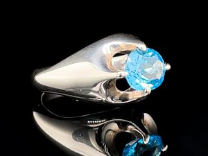 Mid Century Modern Blue Topaz Hand Crafted Ring VIDEO