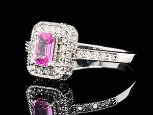 EFFY Signed 1.40 Carat Pink Sapphire & Diamond Halo Ring in 14k White Gold $2,750 VIDEO