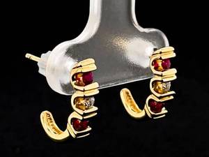 Natural Ruby and Diamond Estate Earrings in 14k Yellow Gold $650 Retail