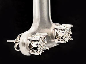 Brand New .26 Carat Diamond Cluster Screw Back Stud Earrings in 14k White Gold $1,650 Retail Tag VIDEO